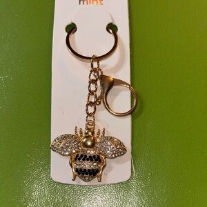 Sparkling Gold and Black with Crystals Bee Keychain/Bag Charm